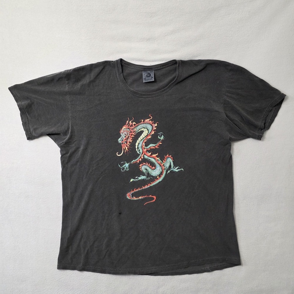 Vintage 90s Dragon T Shirt Mens XL Gray Art Anvil Tag Y2k Skater Grunge